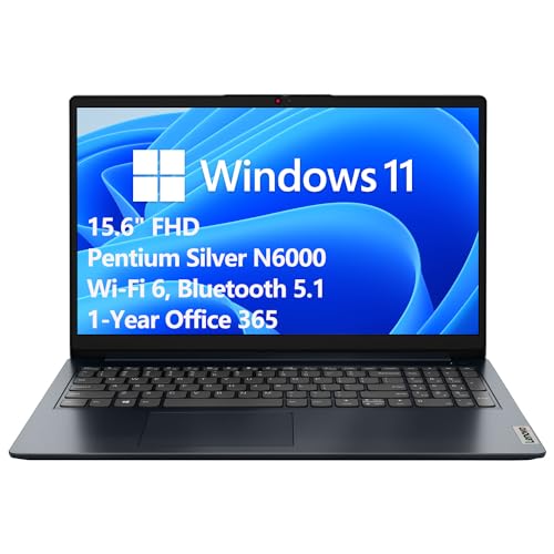 Image of Lenovo IdeaPad 1 Laptop Computer, 15.6 inch FHD Display, Intel Pentium Silver N6000 CPU, 4GB DDR4 RAM, 512GB SSD, Intel UHD Graphics, WiFi 6, Bluetooth 5.1, 1-Year Office 365, Windows 11 S, Tichang