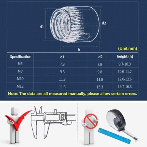 SYDARSYN M6 Rändelmuttern Edelstahl Konische Mutter Konusmutter Rändel Implosion Expansion Muttern M6 (10 Stück)