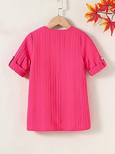 Floerns Girls Open Front Rib Knit Long Sleeve Waterfall Neck Cardigan Outerwear2