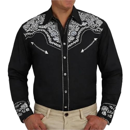 Générique Chemise Cowboy Western pour Homme - Chemise Homme Manches Longues Vintage - Chemises Country - Chemisette Grande Taille Africaine Style - Hippie -...