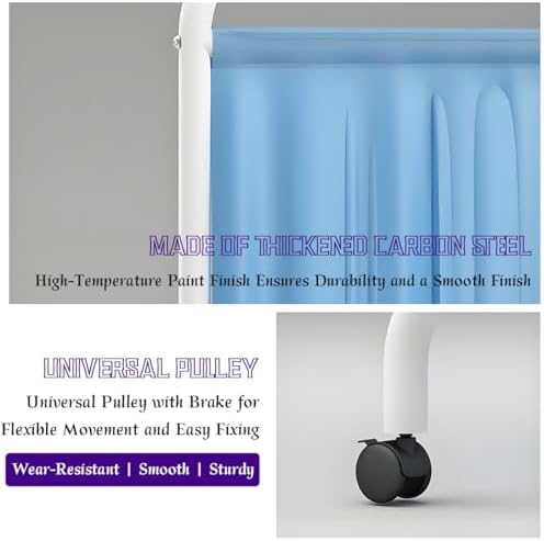 Portable Medical Privacy Screen with Lockable Casters - 35.4" W x 70.9" H Room Divider for Hospitals, Clinics, Bedrooms, and Salons - Blue Privacy Partition
