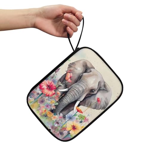 NRBEAWD Watch Band Storage Case Elephant Flower Watch Band Organizer Bag and Storage Watch Bands Holder Carrying Case Compatible with 12 Watch Straps and Accessories