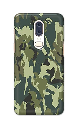 Image of Printed Hard Back Cover Case for OnePlus 6 Back Cover (Green Army Camouflage) -1803