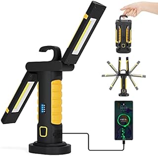 SUPAREE Rechargeable Work Light Portable LED Inspection Lamp Magnetic LED Inspection Lights Battery Powered Cordless COB LED Work Light Super Bright with USB/Hook for Car Camping Outdoor 1PCS