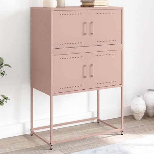 Nqyjm - Mueble de almacenamiento con 4 compartimentos y puertas aparador, color rosa, 68,5 x 38,5 x 107 cm, acero, armario lateral, armario para cocina, sala de estar, dormitorio