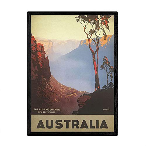 Nacnic Affiche Ancienne Australie - Blue Montagnes. Feuilles pour décorer Les intérieurs avec des Images publicitaires Anciennes. Cadres de décoration rétro. Format A4 sans Cadre