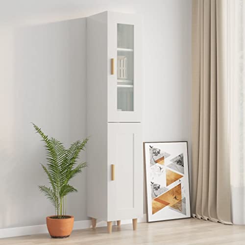 FOZICV Armario auxiliar de madera para dormitorio, salón u oficina, diseño moderno y elegante, armario de almacenamiento, decoración interior, color blanco brillante, 34,5 x 34 x 180 cm
