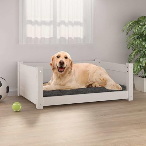 vidaXL Hundebett Weiß 75,5x55,5x28cm Massivholz Kiefer Hundekorb Hundesofa