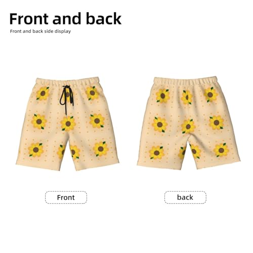 Golden Sunflower Youth Beach Pants, Soft and Breathable, with Drawstring Waist, Suitable for Sports and Leisure.2