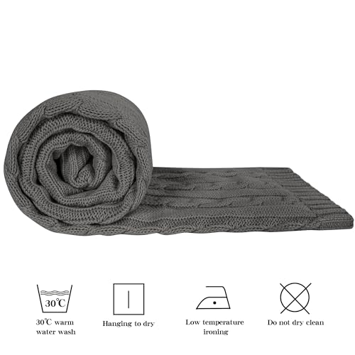 Image of NTBAY 100% Pure Cotton Cable Knit Toddler Blanket, Super Soft Warm Breathable 30x40 Baby Blanket for Crib, Stroller, Nursery, Travel, Newborn, 30x40 Inches, Grey
