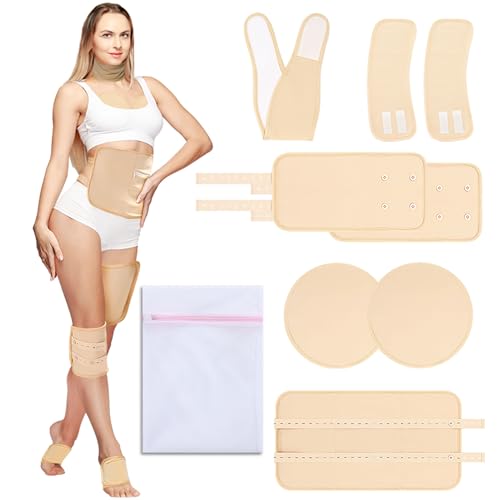 9 Pcs Castor Oil Pack Wrap, Reusable Castor Oil Pack Organic Cotton for Neck Chest Waist Back Knee and Feet, Adjustable Elastic Straps Castor Oil Wrap with Laundry Bag, Machine Washable Anti Oil Leak