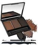 Eyebrow Powder Kit,3 Color Auburn Brown Black Gray Eye Brow Powder Palette with Razor Brush, Long Lasting Waterproof Brow Filler Fill & Shapping Full Eyebrows,Mother's Day Makeup Gift Set for Women-03