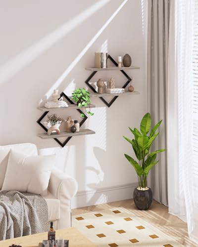 Image of CHOEZON Floating Shelves for Wall, Set of 2 Wall Mounted Shelves, 2-Tier Hanging Shelves, for Living Room, Bedroom, Kitchen, Office, Study, Greige TBJ01P2BG