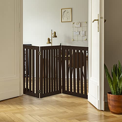 Relaxdays Absperrgitter, freistehendes Schutzgitter, HxB: 70 x 206 cm, mit Füßen, Hundeschutzgitter klappbar, braun