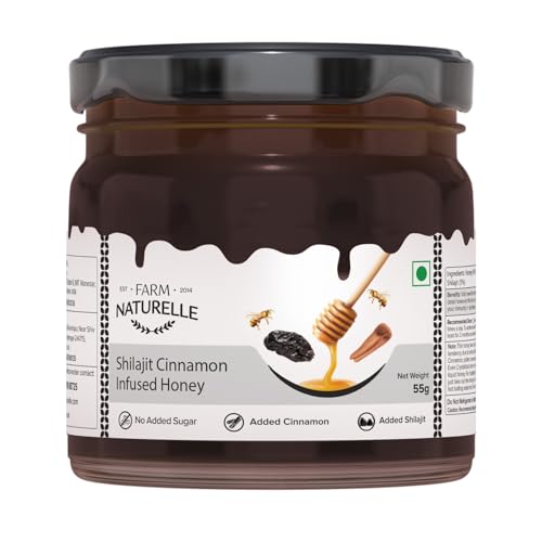 Image of Farm Naturelle - Shilajit Infused Cinnamon Honey - 55g | Ayurvedic Blend for Vitality & Immunity | For Men & Women
