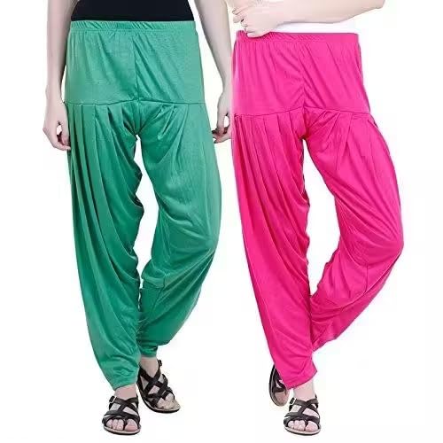 vee ess Ultra Soft Material Viscose_Rayon Solid Attractive Pleated Pattern Casual wear Patiala Pants for Womens Pack 2-picture-26