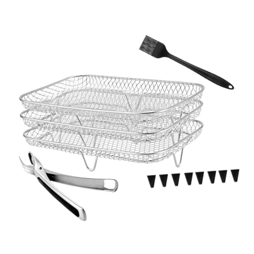 GLEAVI 1 Juego Accesorios para freidoras cocinando Estante apilable para freidora de Aire estantes apilables para freidoras de Aire Accesorio de freidora aérea Acero Inoxidable Plata