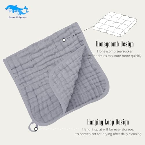 Image of SWEET DOLPHIN 12 Pack Muslin Burp Cloths Large 100% Cotton Burping Clothes for Baby Drool - Absorbent and Soft Boys & Girls Milk Spit Up Rags for Newborn Essentials Registry - Mountain Gradient