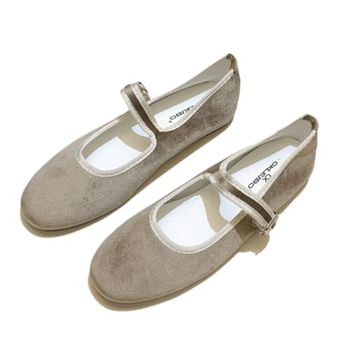 Velvet Mary Janes for Women Ballet Flats Corporate Casual Shoes Vintage Shoes Suede Ballerina Shoes