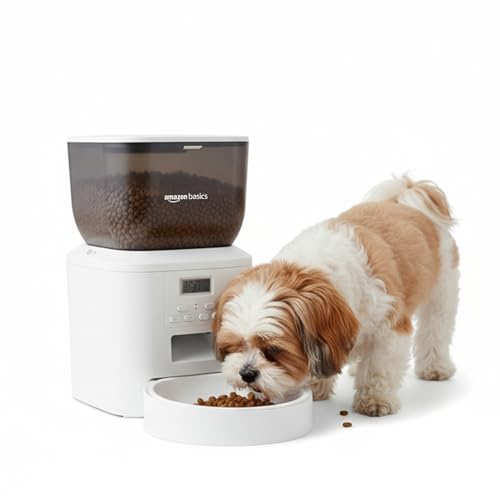 Amazon Basics Automatic Pet Feeder with Voice Recording | 4L Larg...