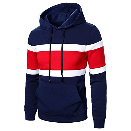Hoodies for Men Long Sleeve Sport Pullover Color Block Athletic Hoodies Hooded Sweatshirt with Pocket