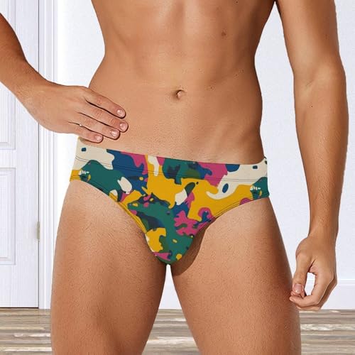 Colorful Camouflage Pattern Mens Swim Briefs Quick Dry Triangle Trunks Swimsuit Swimming Bikini Swimwear4