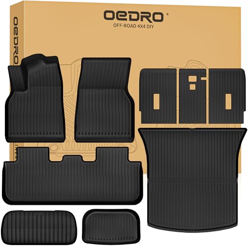 OEDRO Tesla Model Y Juniper Floor Mats 2025 2026 Custom Fit All-Weather TPE Model Y Juniper Back...