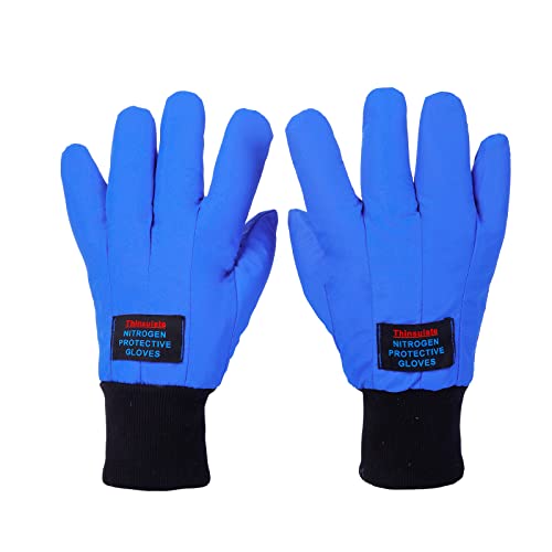 Sindayo -260C/-436F Cryogenic Gloves Low Temperature Liquid Nitrogen Protective Cold Storage Safety Frozen Gloves (Blue Wrist Length/13)