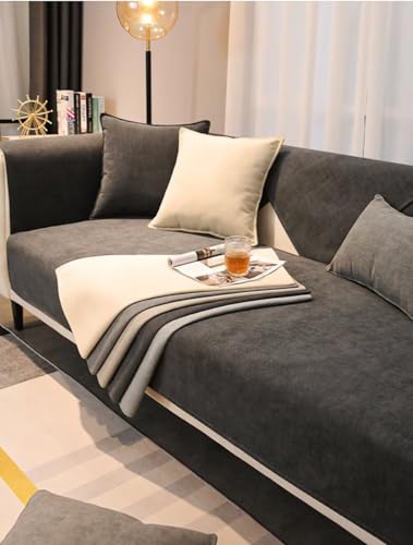 Edumov Sofa Überzug, Sofaschoner Rutschfester - Sofabezug Couchschoner L Form Ecksofa- Couch Überzug 2 3 4 Sitzer - Sofa Cover Überwurfdecke - Weiche Sofadecken Sitzfläche(Grau, 70x150cm)