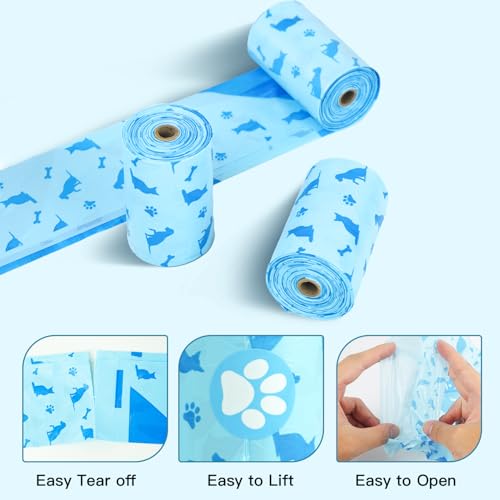 Image of Joyeux 240 Count Ocean Scent Dog Poop Bags Rolls,with Dispenser,Leak-Proof Large Doggie,Extra Thick Poop Bag for Dogs,Cats Litter Bags,Blue Trash Bags for Doggy Pets Bolsa de Popo de Perro (Pack of 2)