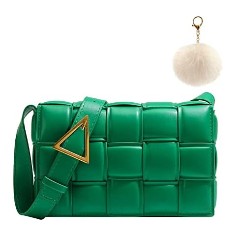 Padded Cassette crossbody bag,Ladies Crossbody Bags Fashion Shoulder Handags, PU Leather Shoulder Bag Small with Adjustable Strap Casual Fashion Messenger Bags (Grass Green) Cover