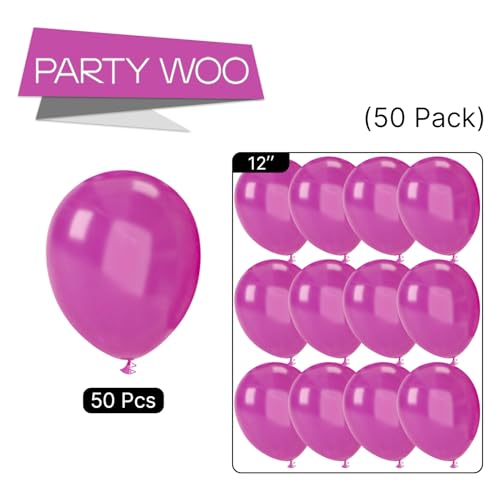 Image of PartyWoo Hot Pink Balloons 50 pcs 12 Inch Pearl Magenta Fuchsia Dark Pink Latex Helium Balloons for Valentine's Day Baby Shower Bachelorette Bridal Shower Birthday Party Decorations Pink-Z308