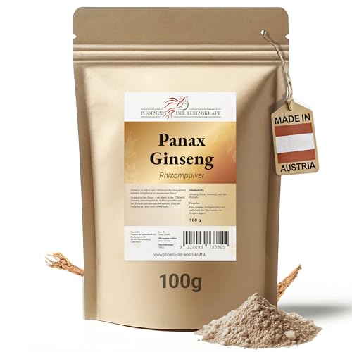 Ginseng Pulver 100g | Panax ginseng fein gemahlen & natürlich | Top Premium Qualität aus Österreich | Veganes Nahrungsergänzungsmittel ohne Zusatzstoffe | Asiatischer Ginseng, Chinesischer Ginseng