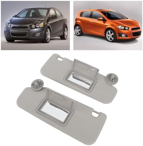 Sun Visor, 1 Pair Sun Visor Left Right Sun Visor with Mirror Replacement for Chevy Aveo 2012 to 2020 Grey