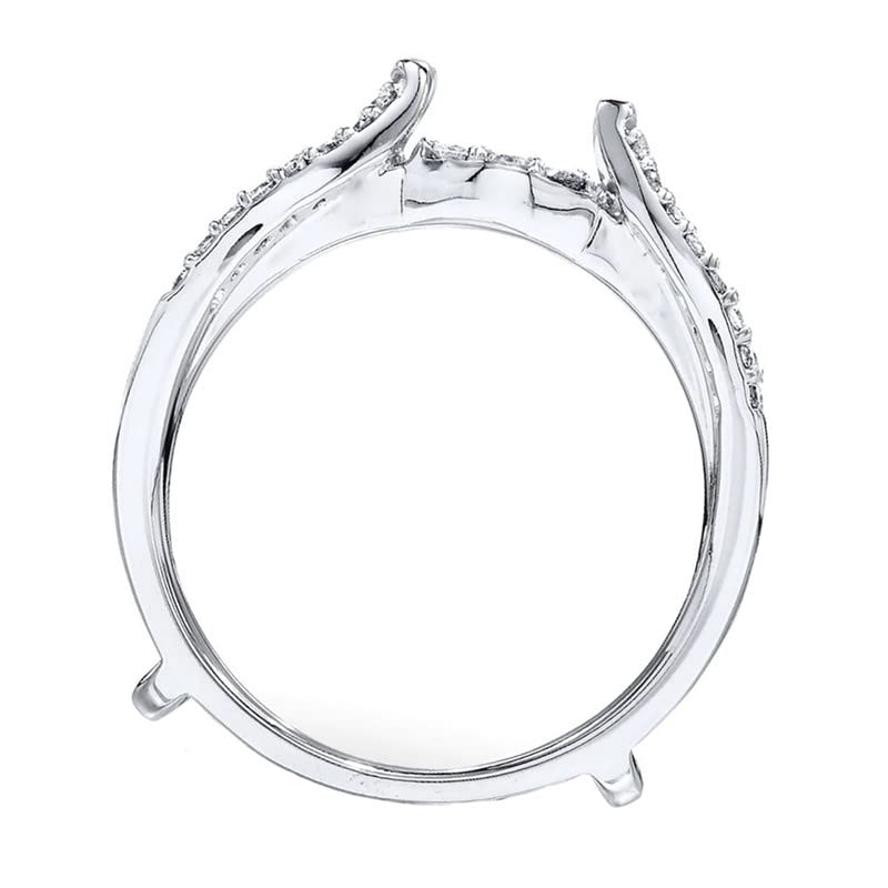 2.22 Ct Round Cut Moissanite 14K White Gold Over Elegant Enhancer Wrap Guard Ring For Women's2