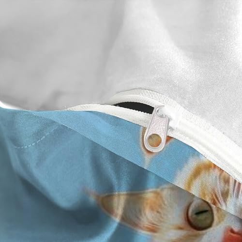 Housse de couette chaton microfibre 3D avec zip pour lit double