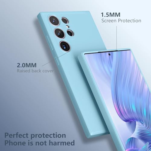 Image of DIZORO for Samsung Galaxy S23 Ultra Phone Case Liquid Silicone, Cute Thin Slim Soft Rubber TPU Plain Smooth Gel Back Cover for Women Girl Men, Matte Solid Protective & Shockproof Bumper Mint