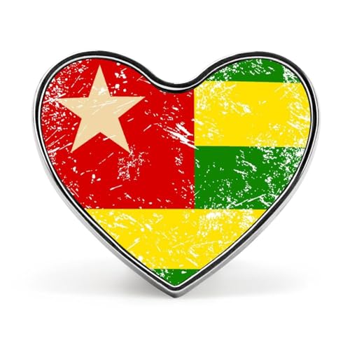 Broche vintage du Togo en forme de cœur, adorable broche à épingler, bijou décoratif pour vêtements, chapeaux et sacs.