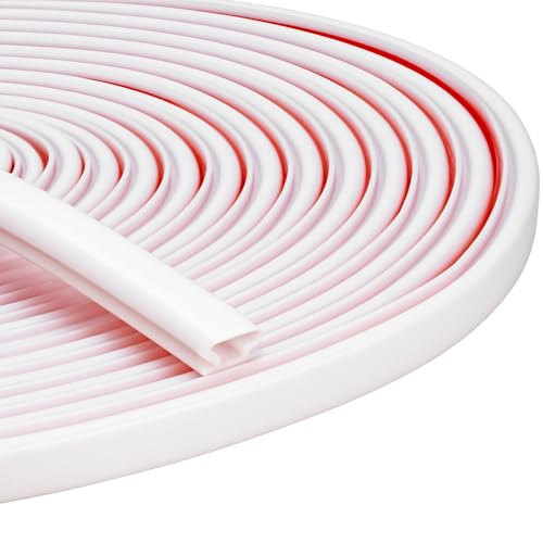 QWORK® Burlete de Goma Blanco 6m para Puertas y Ventanas, Autoadhesivo e Insonorizante, Forma de D, 10 x 6 mm