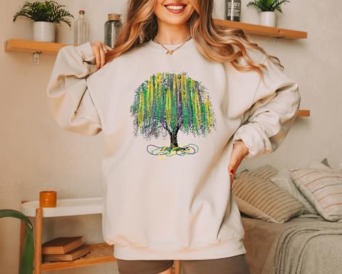Mardi Gras tree Sweatshirt, Watercolor Mardi Gras Bead Tree,Mardi Gras Carnival Sweatshirt, New Orleans,NOLA Shirt,Fat Tuesday Sweatshirt2