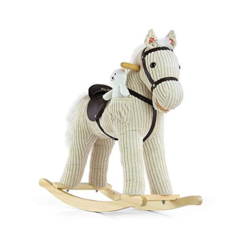 MILLY MALLY 5901761122183 – Mecedora Caballo Balancín de Juguete con Efectos de Sonido Oso de Peluche, Color Blanco