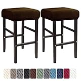 LIULIWEIFA Barhocker-Bezug, rechteckig, dehnbar, Thekenhöhe, Barhocker-Schonbezüge, rechteckig, für Küchentheke, Sattel, Sitzbezug für Holz- und Metallbank,Dark Coffee,2pcs