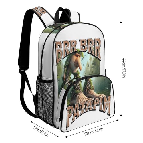 Brr-brr Patapim Merch Large Travel Backpack Italian-Brainrot Meme Waterproof Lightweight Daypack White 44x32x19cm2