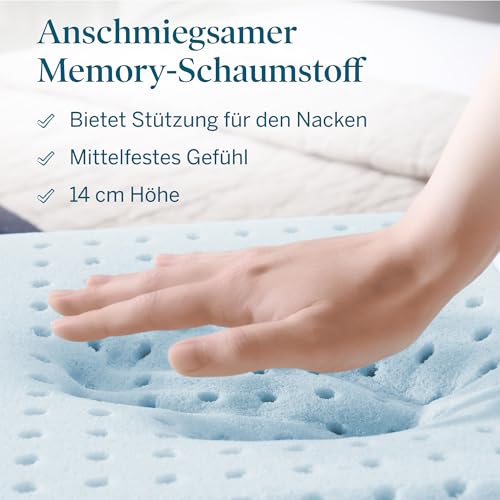 LUCID Gel Memory Foam Kissen 40x70 cm – atmungsaktiv – kühlende Wirkung – Bezug waschbar – Öko-Tex Kopfkissen, Weiß