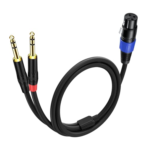 Câble double TRS vers XLR femelle 6,35mm pour mixeur et ampli audio