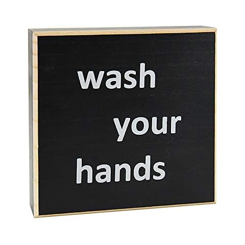 LADESIGGN Farmhouse Funny Bathroom Signs Decor, Classic Wooden Box Sign 6" Square, Black/White Please Seat Yourself Cover