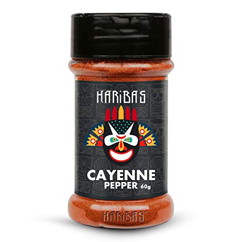 HARIBAS Cayenne Pepper Powder 60 Gram (Hot & Spicy Chili Powder) | Vegetarian Spices & Easy Cooking Essential (All Natural & Classic Flavour) | No Artificial Colour | No Preservative