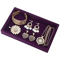 Valyria Velvet Jewelry Tray, Stackable Showcase Display Organizer for Ring Earring Necklace Pendants Bracelet