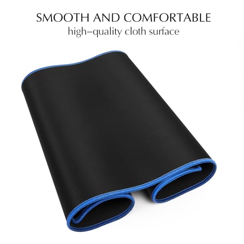 Image of JIALONG Large Gaming Mouse Pad, Extended Mousepad with Blue Stitched Edges, XXL Desk Mat, Big Computer Keyboard Mat for Gaming and Office, 35.4 x 15.7 inches