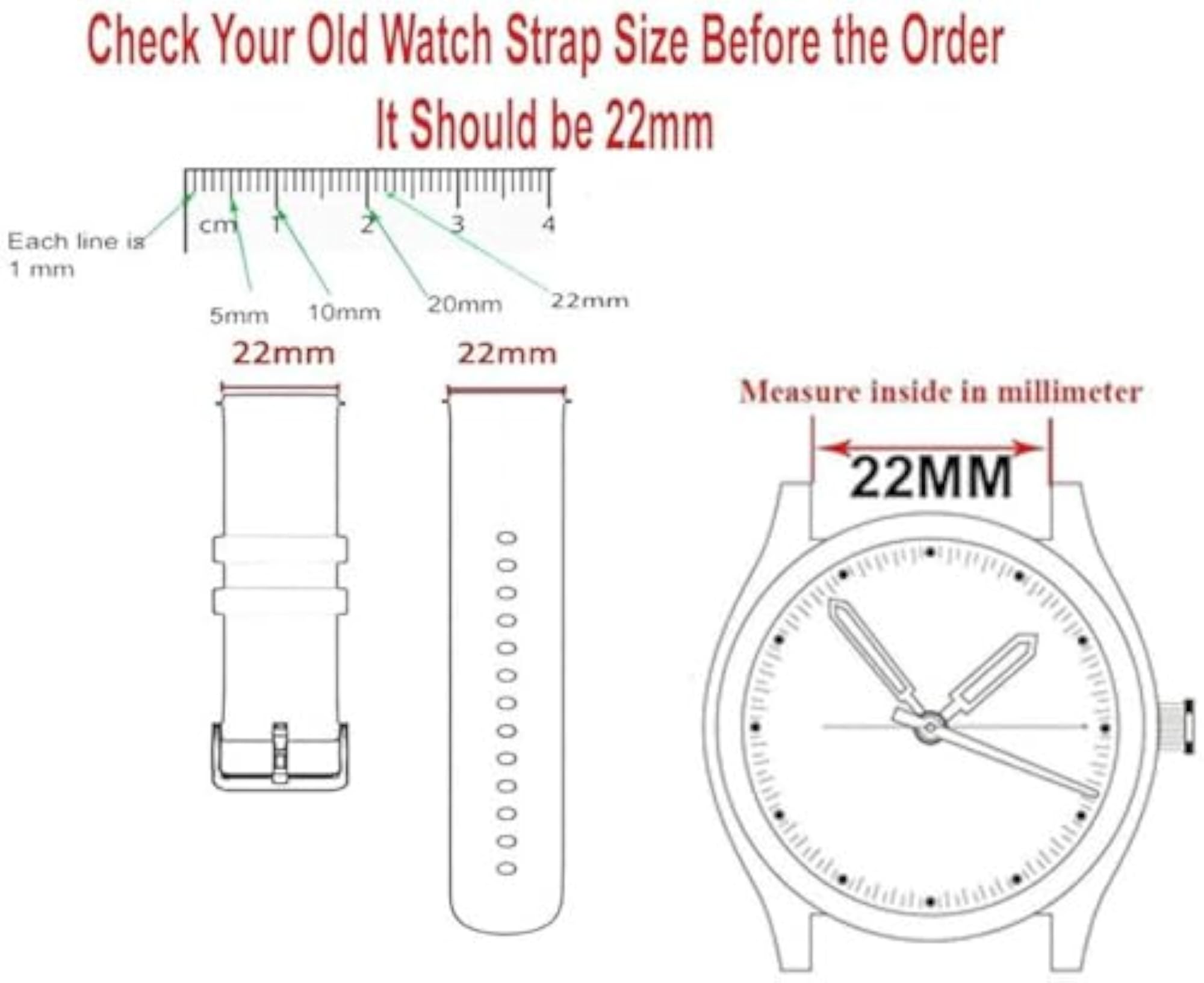 22Mm Watch Strap Compatible with Various Models